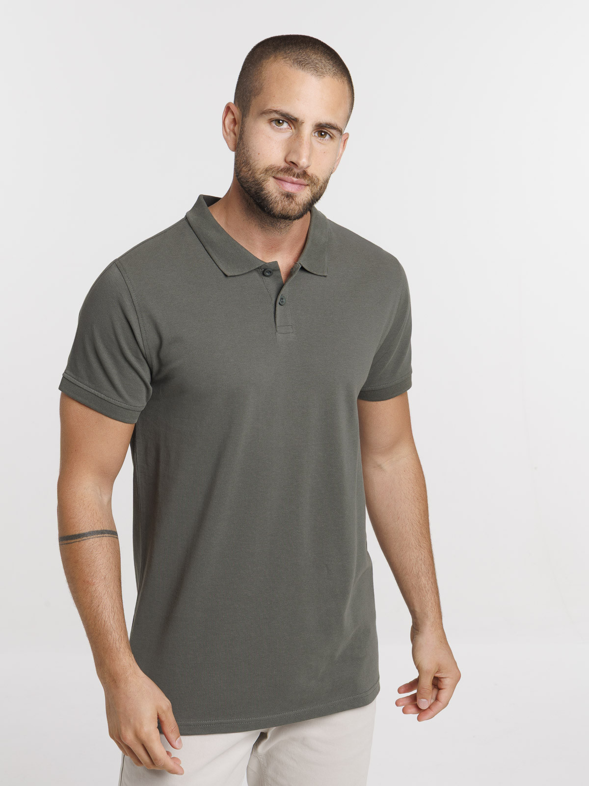 Polo basique coloris kaki homme