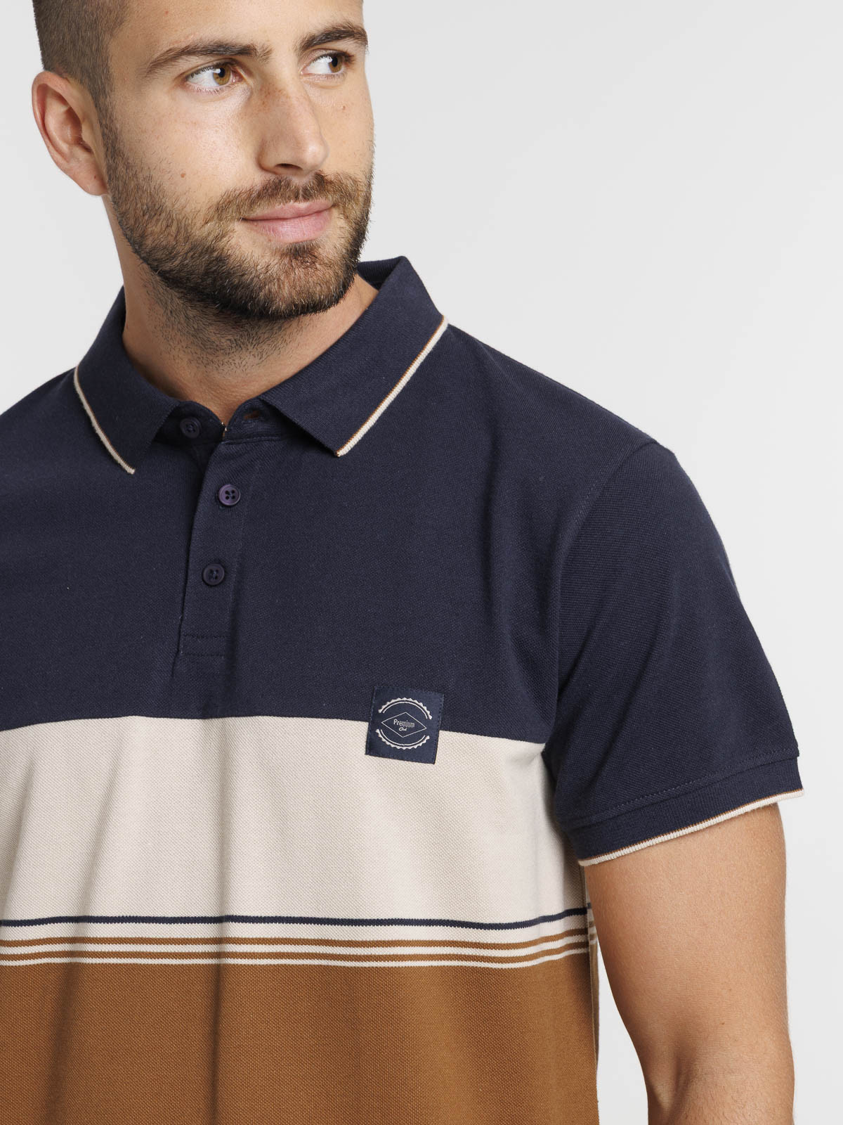 Polo 100% coton tricolore homme