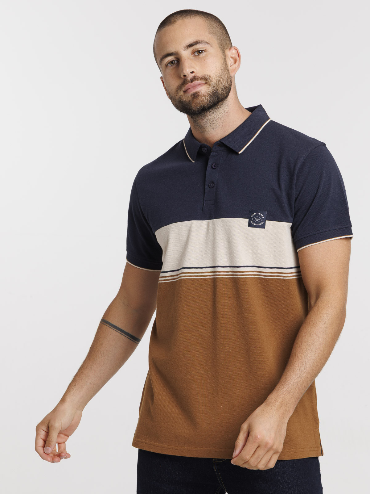 Polo 100% coton tricolore homme