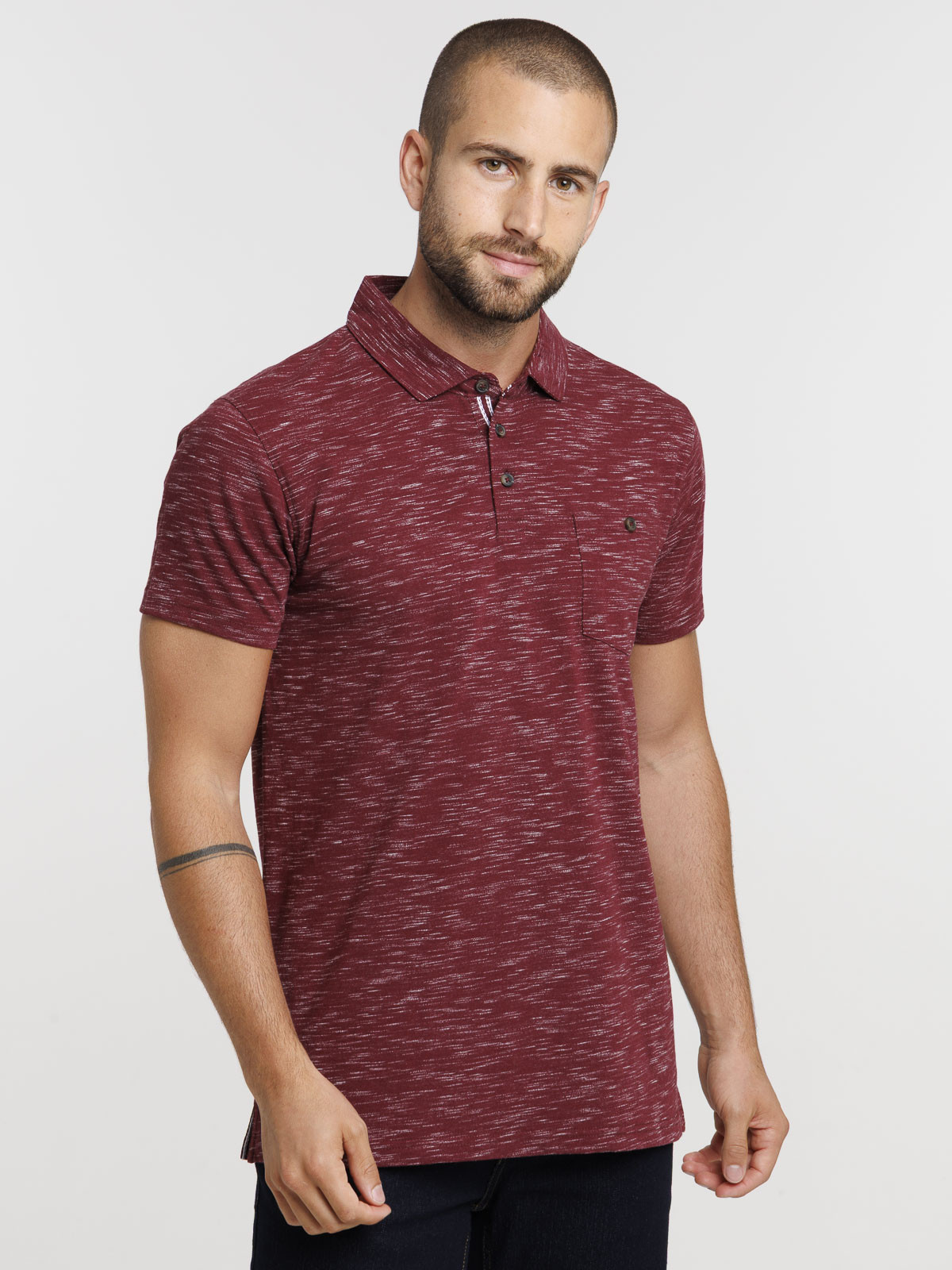 Polo pourpre poche poitrine homme