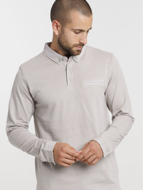 Polo manches longues 100% coton homme