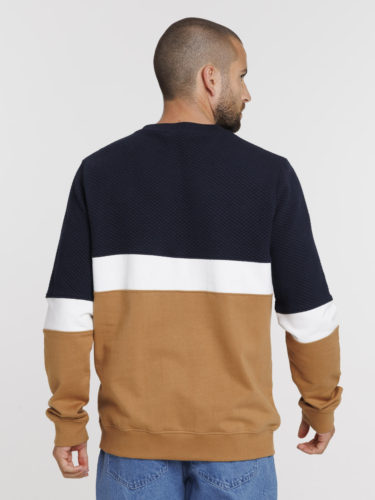 Sweat col rond tricolore homme