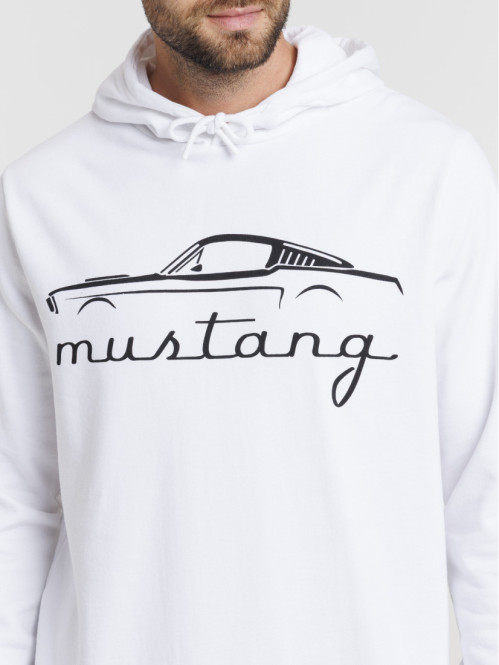 Sweat à capuche Mustang blanc homme Sweat à capuche Mustang blanc homme