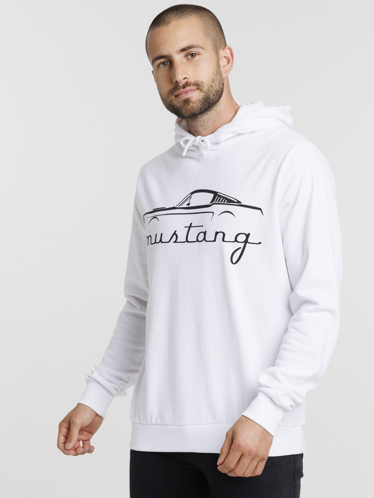 Sweat à capuche Mustang blanc homme Sweat à capuche Mustang blanc homme