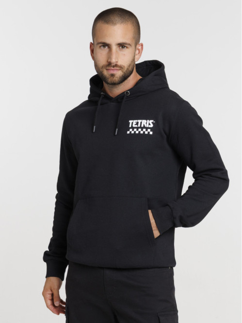 Sweat à capuche noir Tétris homme Sweat à capuche noir Tétris homme