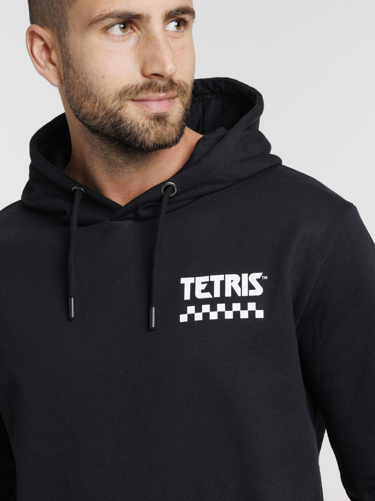 Sweat à capuche noir Tétris homme Sweat à capuche noir Tétris homme