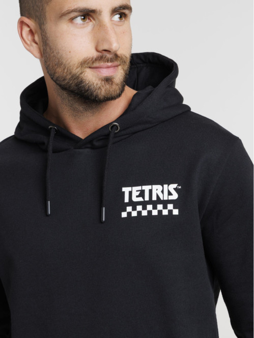 Sweat à capuche noir Tétris homme Sweat à capuche noir Tétris homme