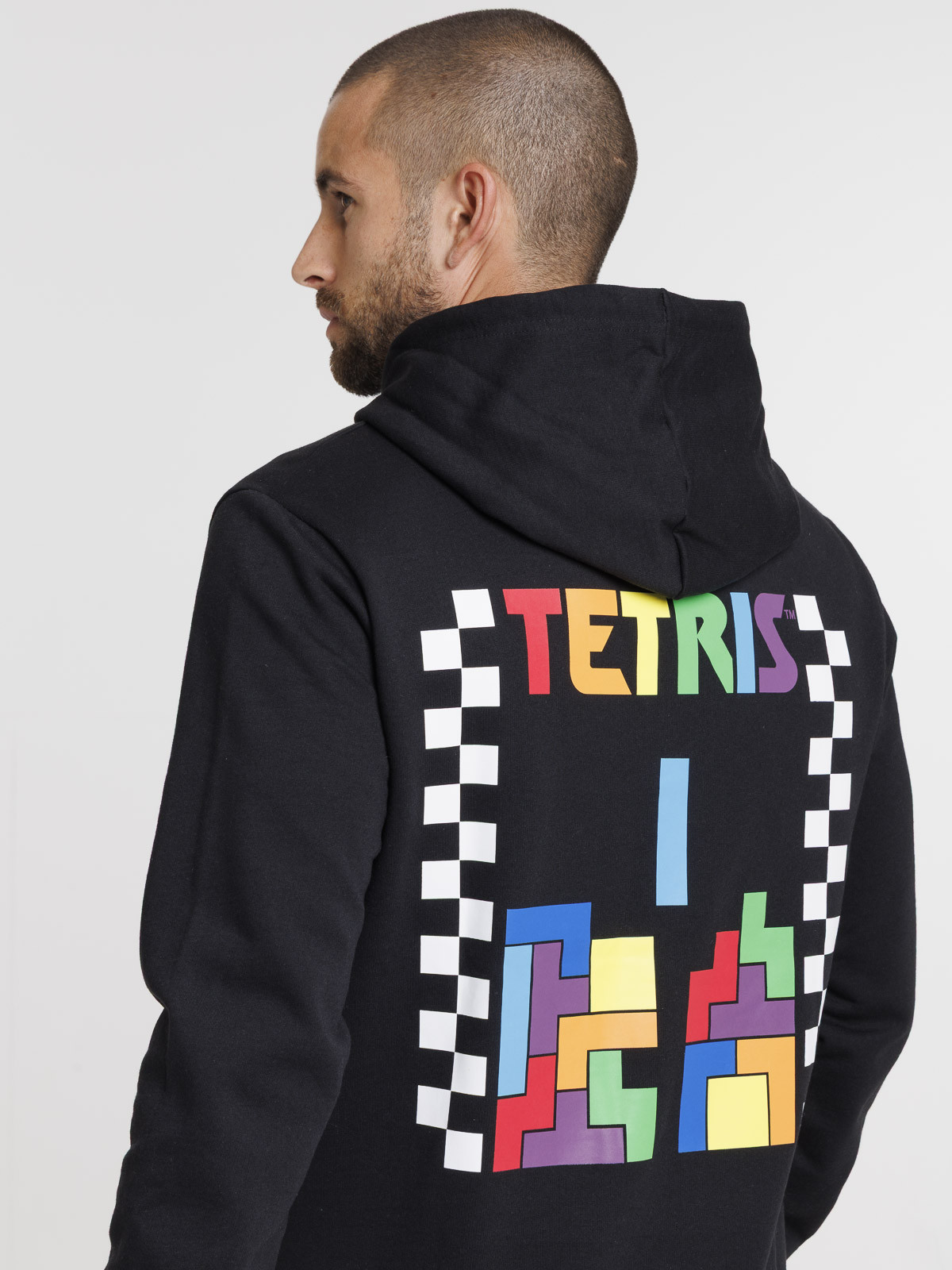 Sweat à capuche noir Tétris homme