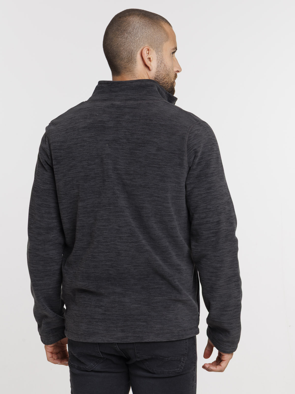 Sweat polaire zippé gris chiné homme