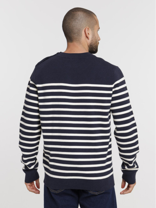 Pull rayé col rond homme