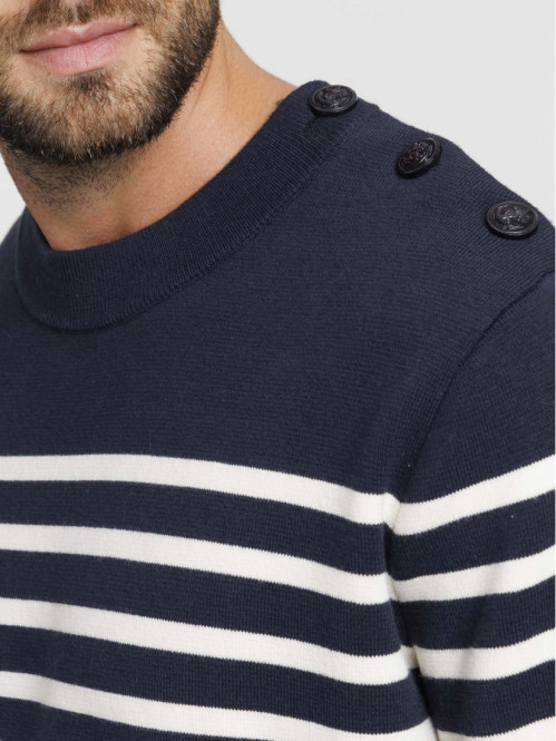 Pull rayé col rond homme
