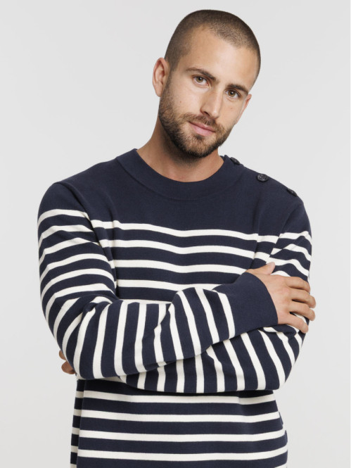 Pull rayé col rond homme