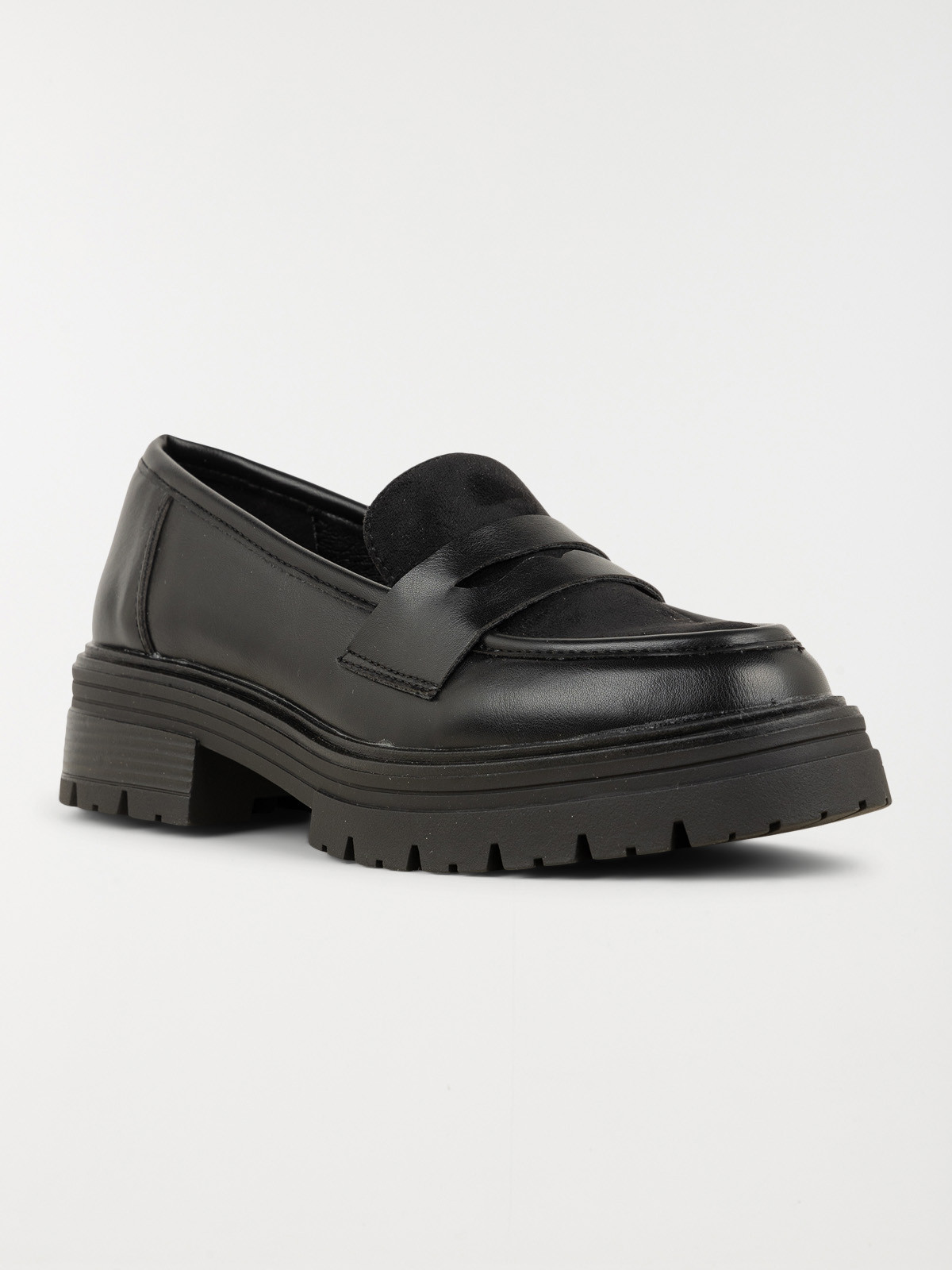 Mocassin noir bi-matière femme (36-41)