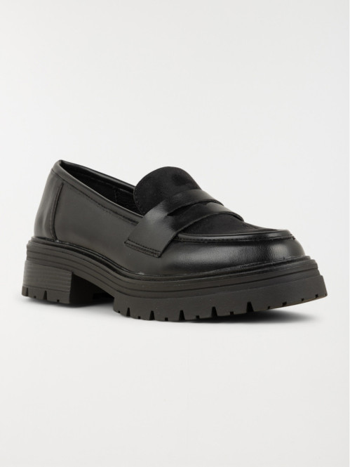 Mocassin noir bi-matière femme (36-41)