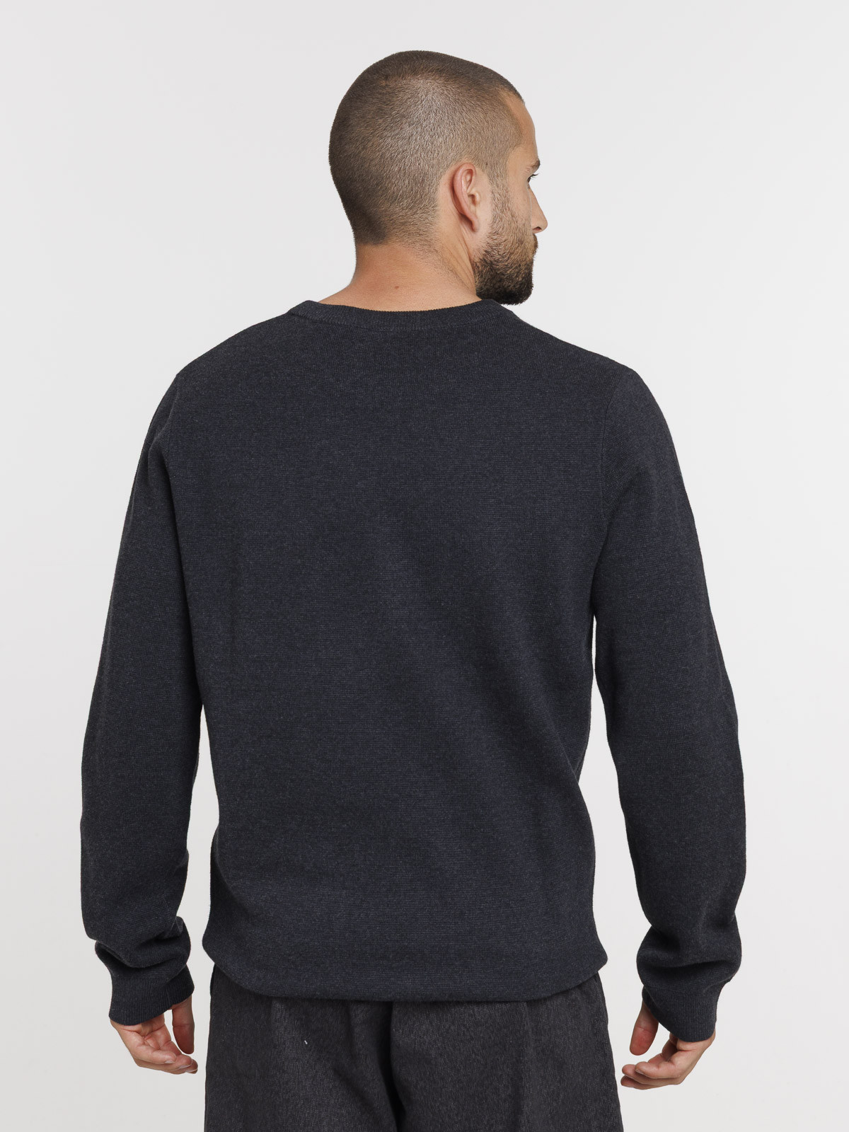 Pull col rond coloris volcan homme