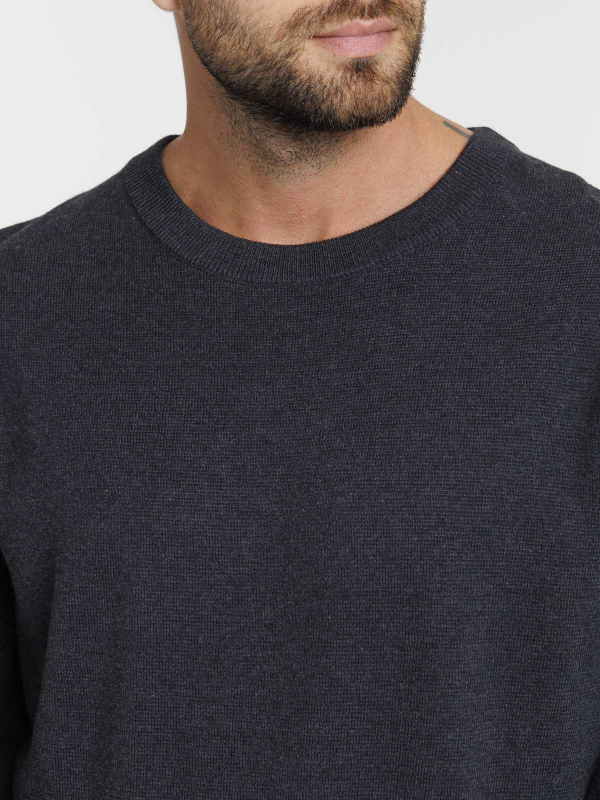 Pull col rond coloris volcan homme