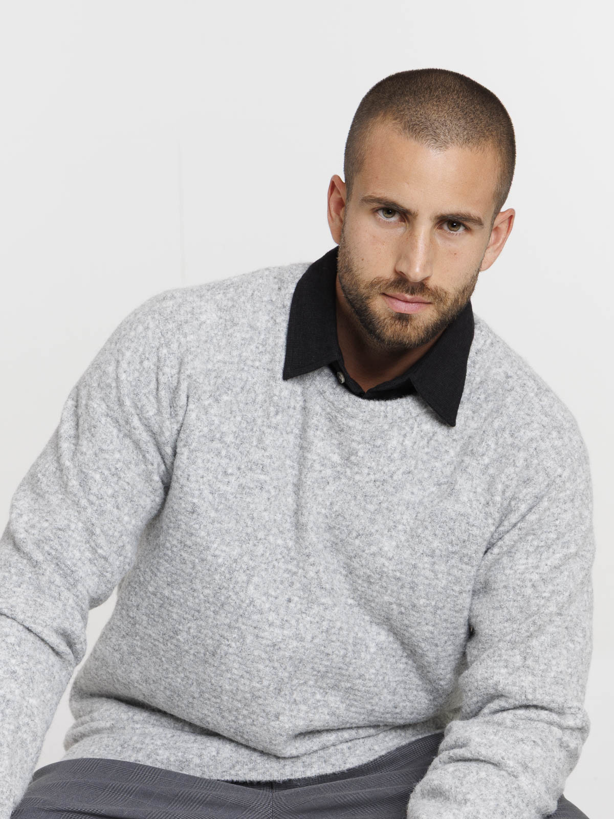 Pull col rond homme