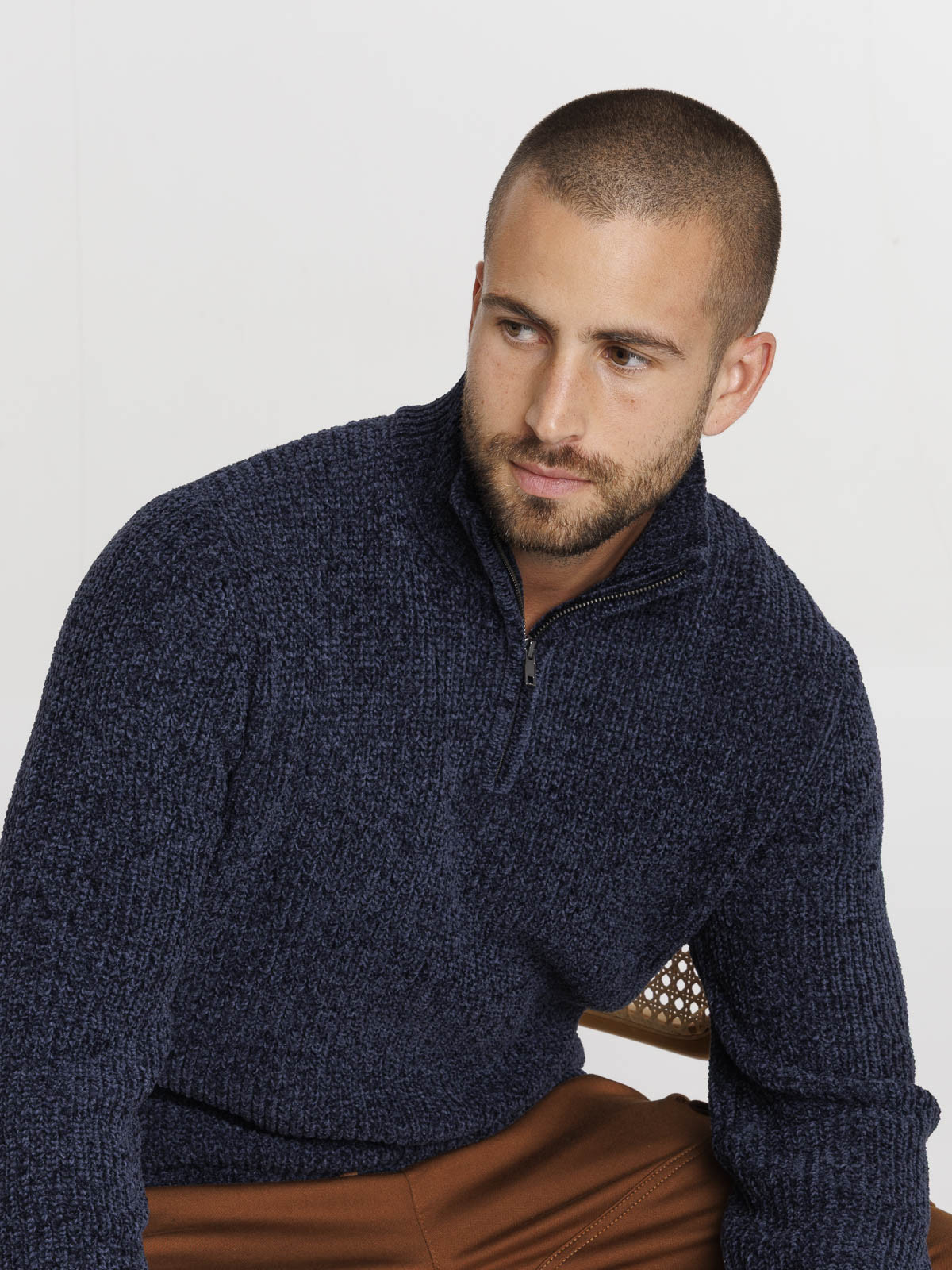 Pull col montant zippé homme