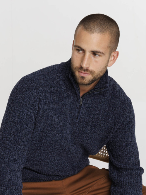 Pull col montant zippé homme