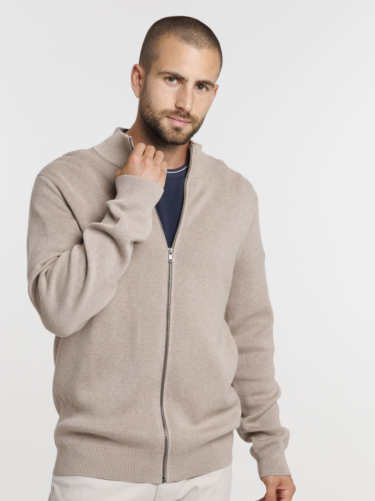 Gilet zippé beige homme