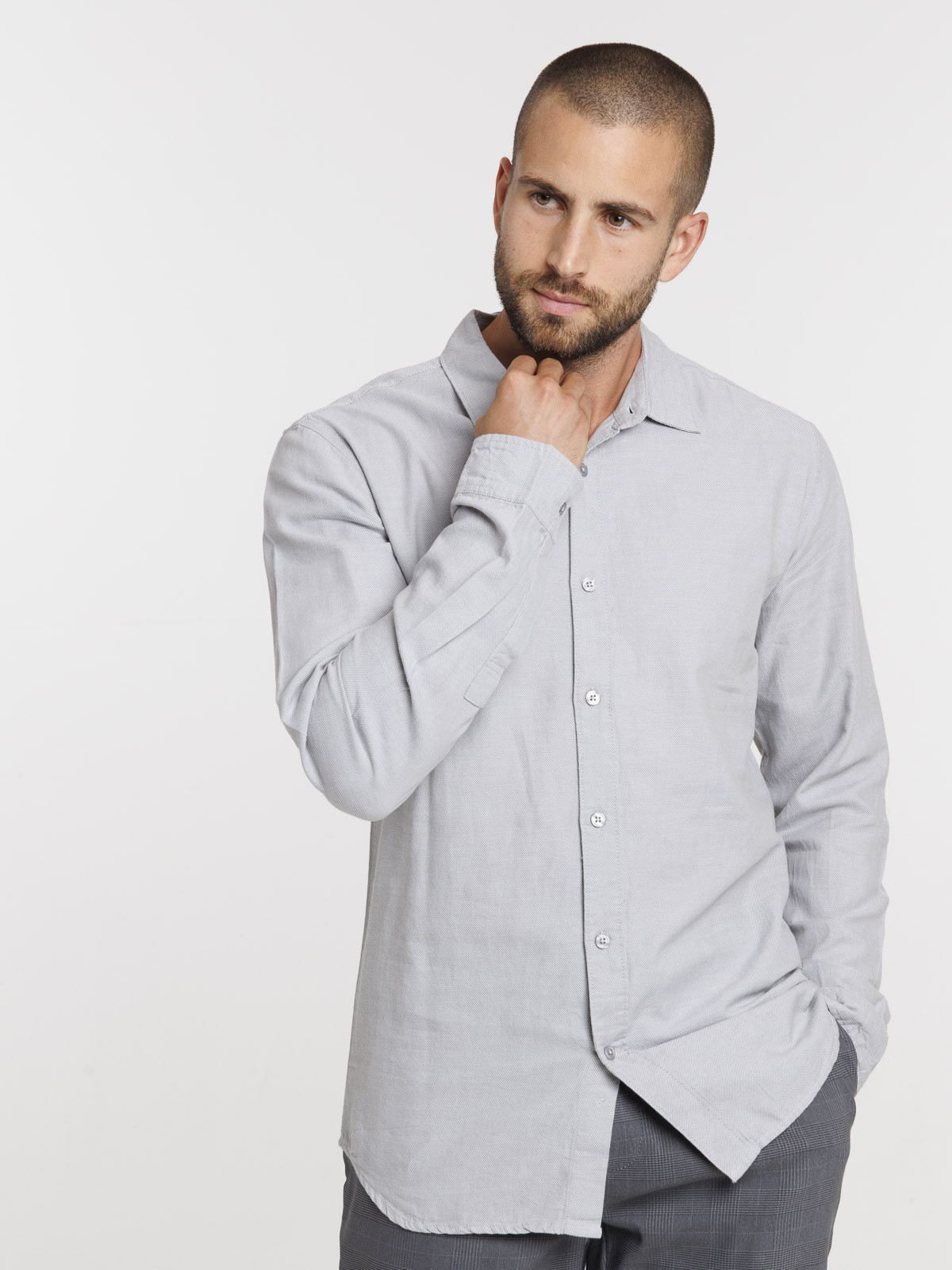 Chemise coton coloris neutre homme