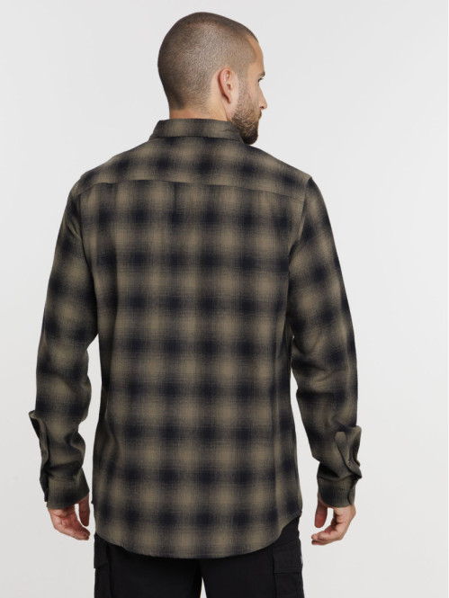 Chemise à carreaux kaki homme