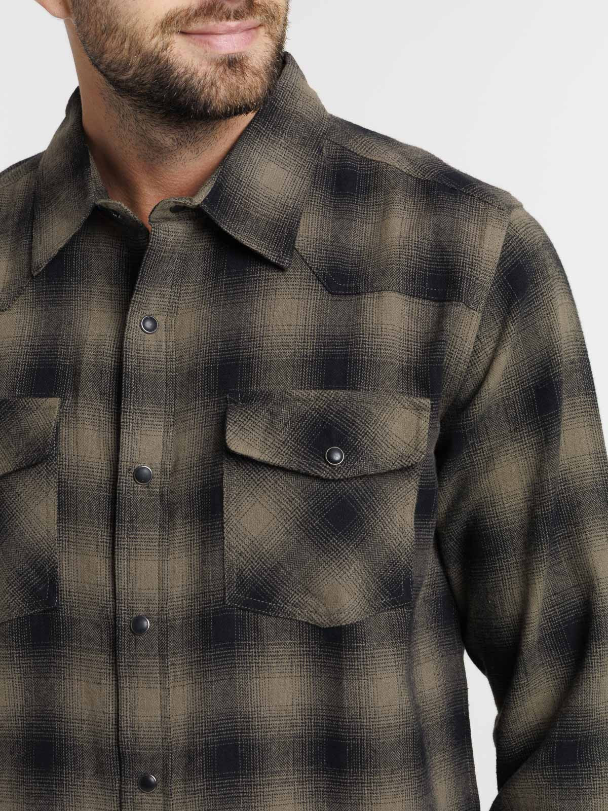 Chemise à carreaux kaki homme