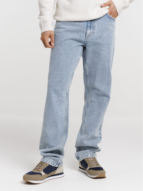 Jean straight bleached homme