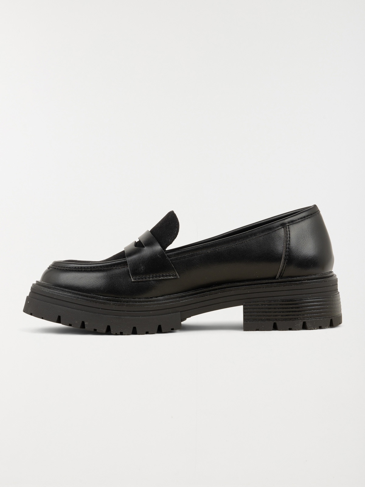 Mocassin noir bi-matière femme (36-41)