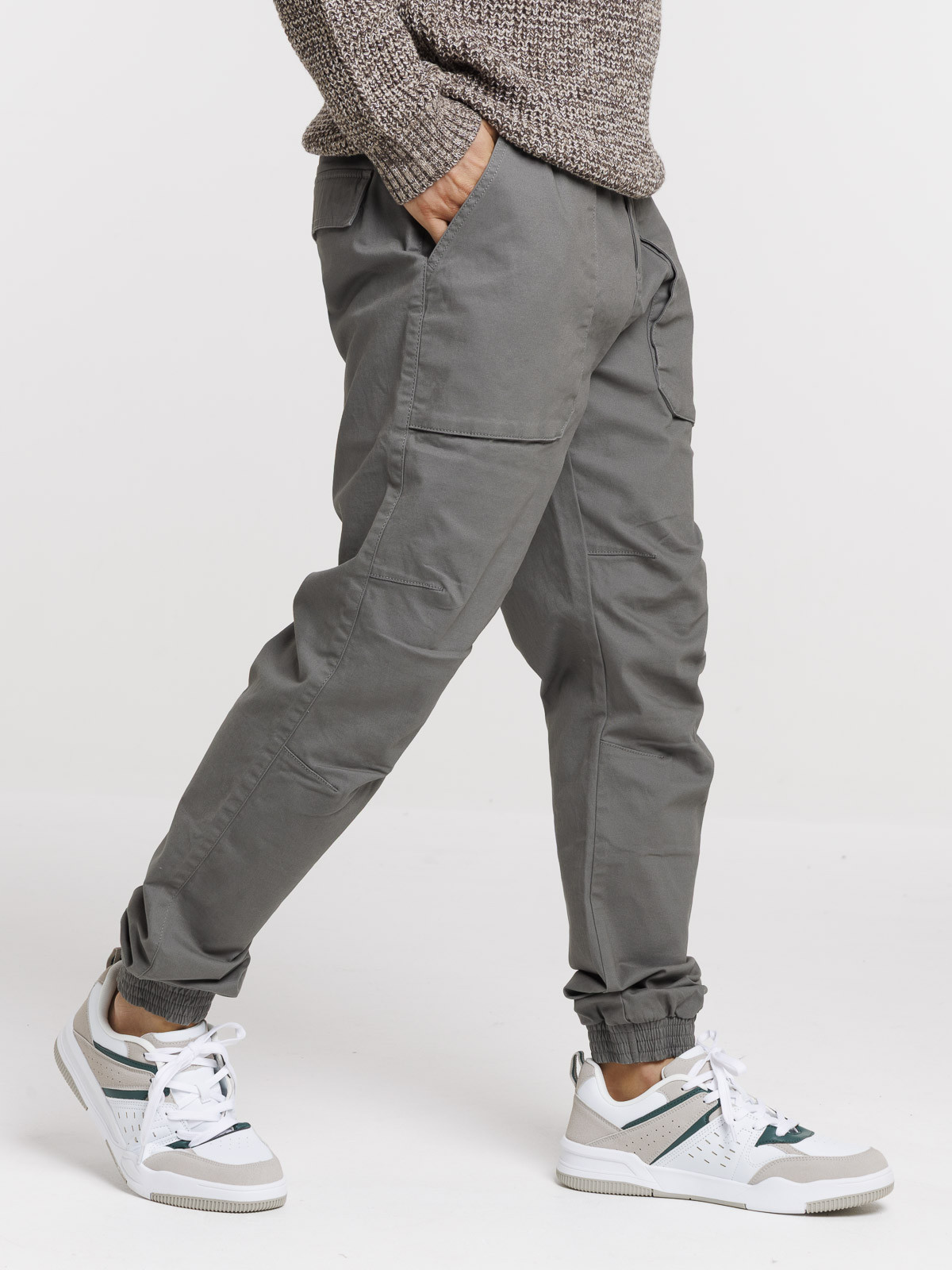 Pantalon cargo homme gris métal
