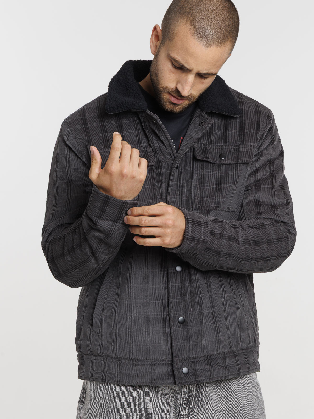 Blouson camel col velours homme