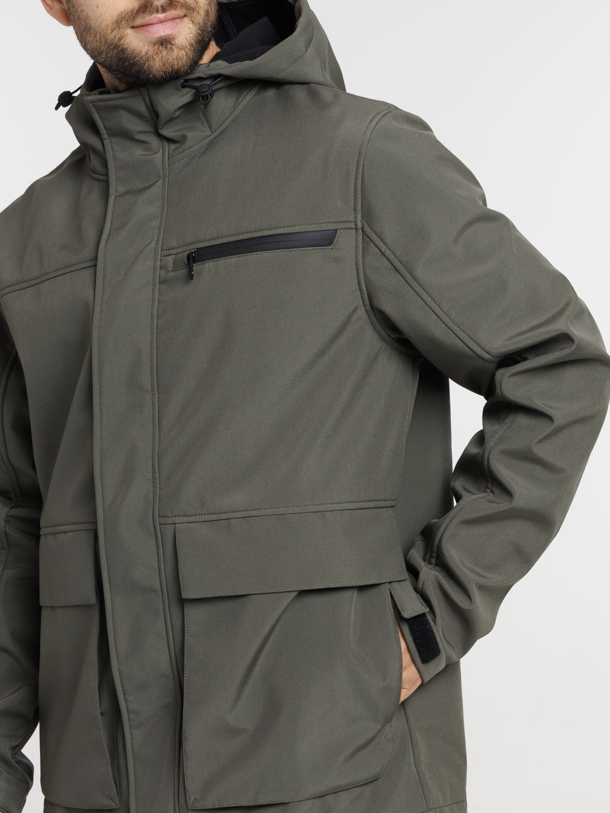 Blouson kaki à capuche homme