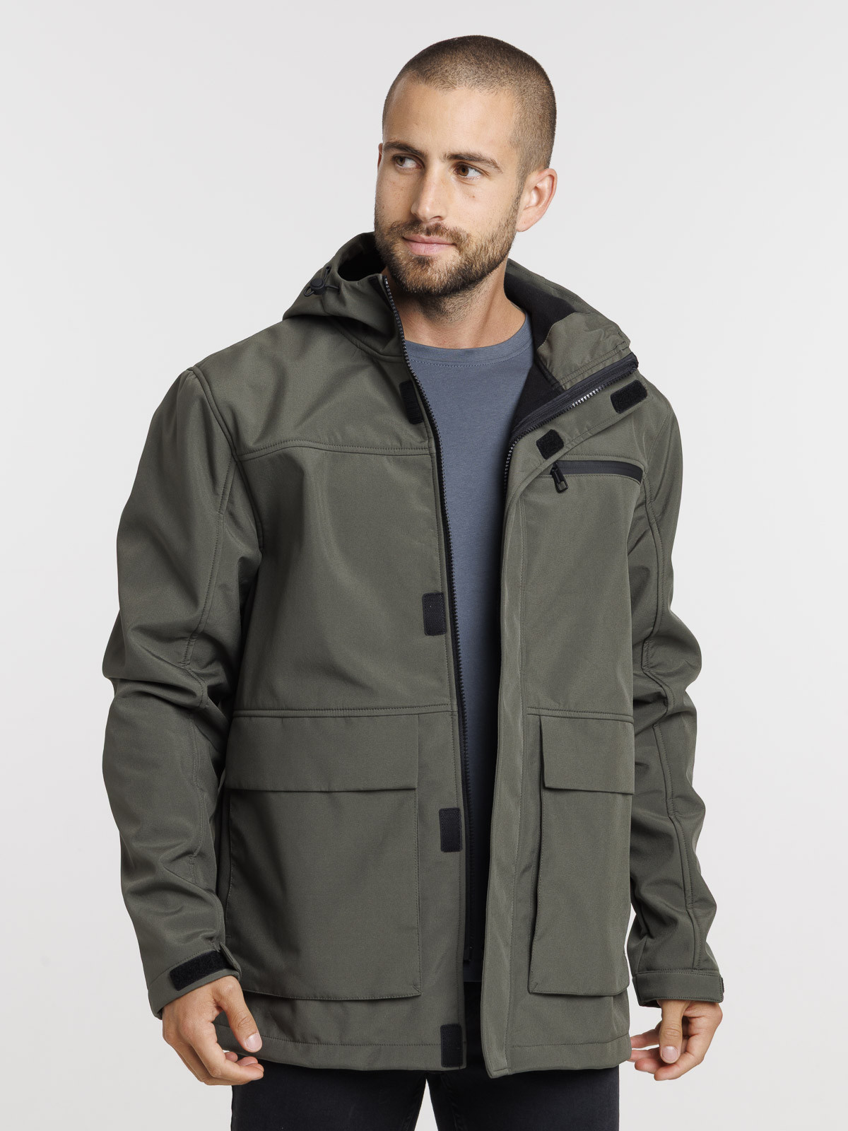 Blouson kaki à capuche homme