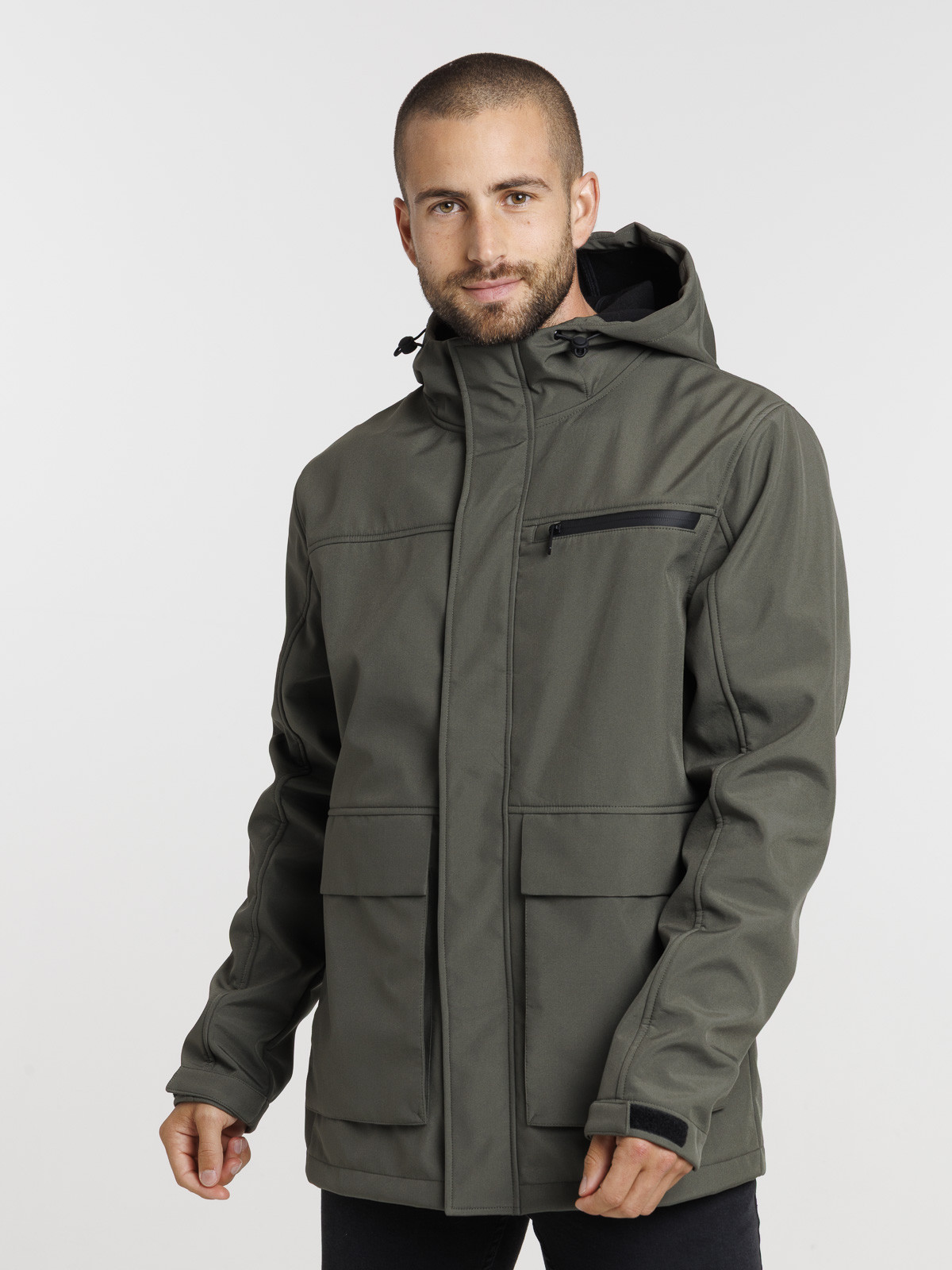 Blouson kaki à capuche homme