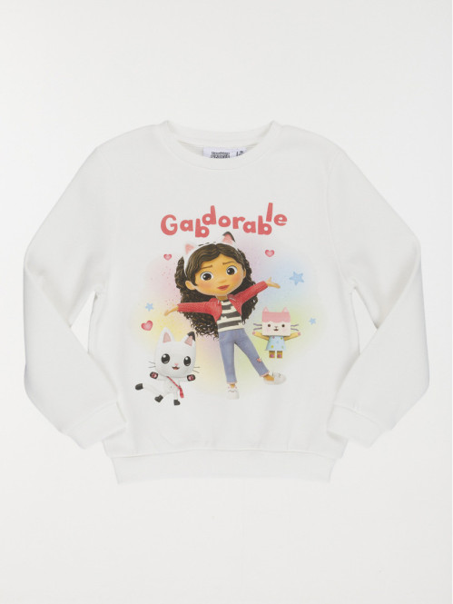 Sweat fille Gabby Chat écru...
