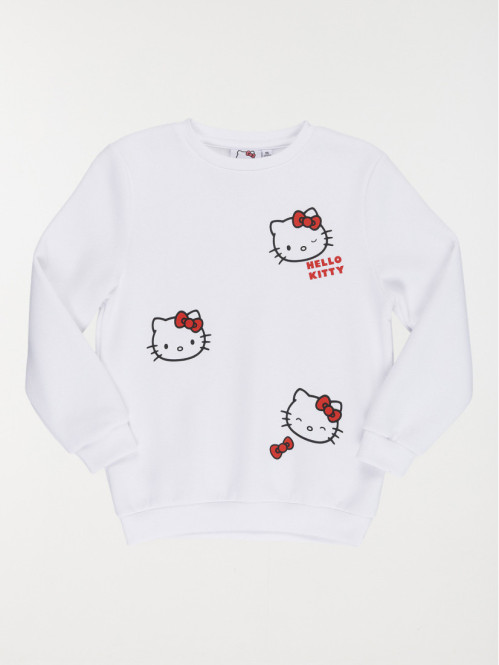Sweat fille Hello kitty blanc (3-12A)