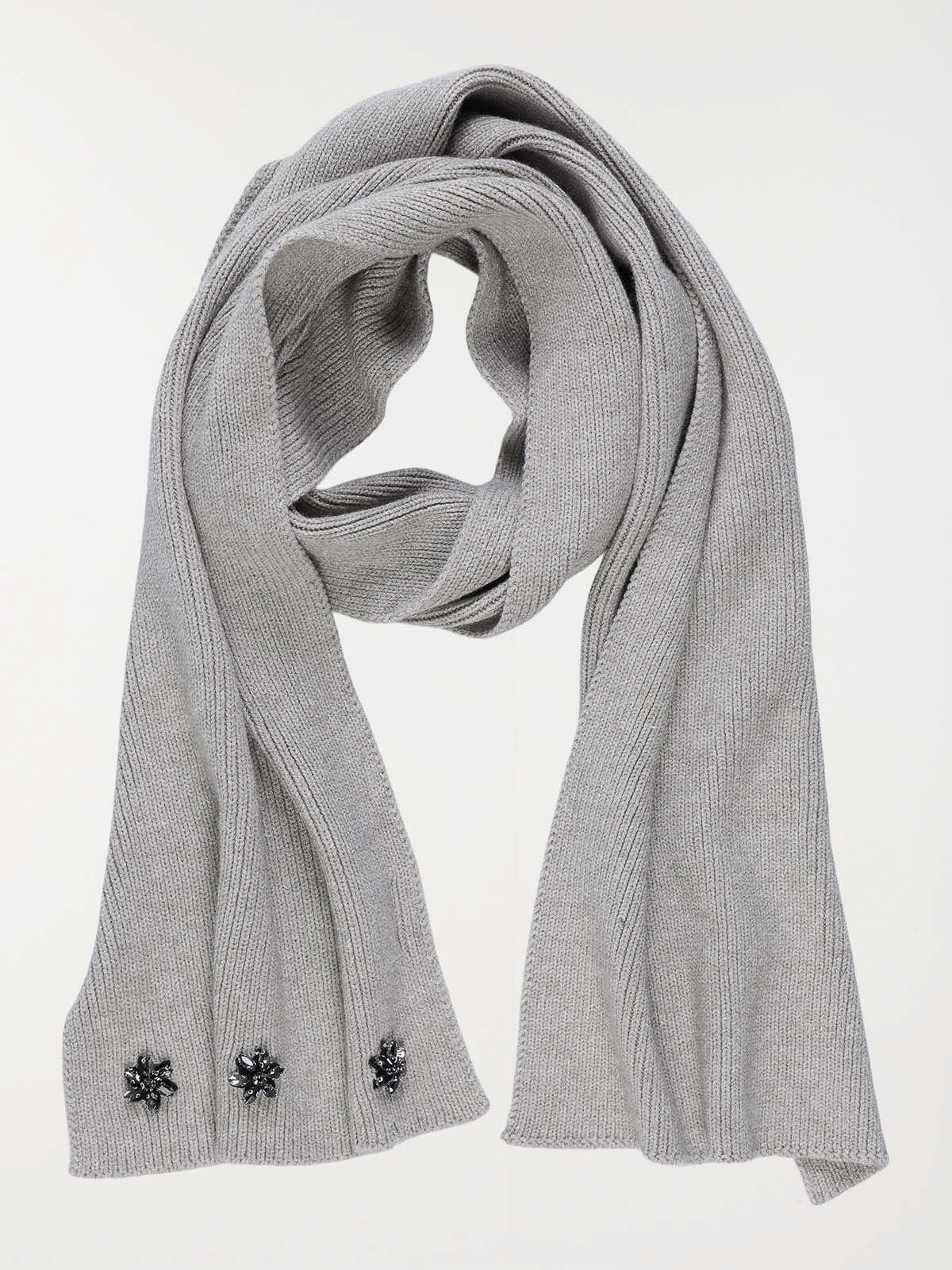 Echarpe gris clair chiné strass femme