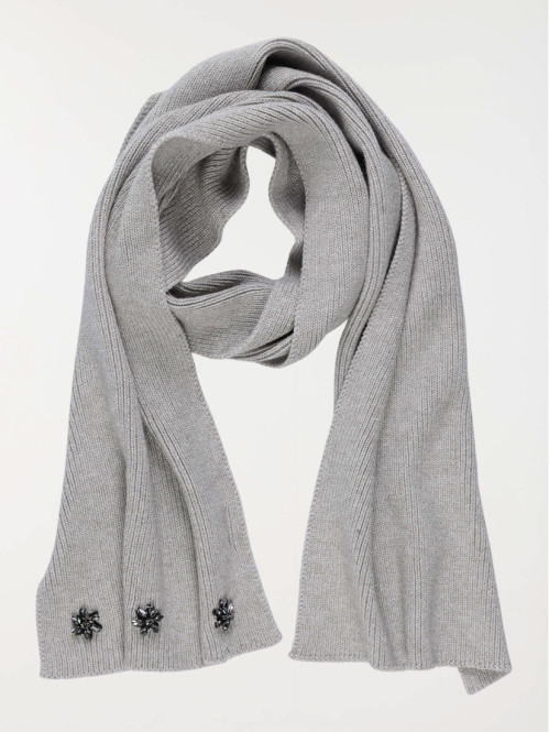 Echarpe gris clair chiné strass femme