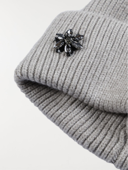 Bonnet gris clair chiné...