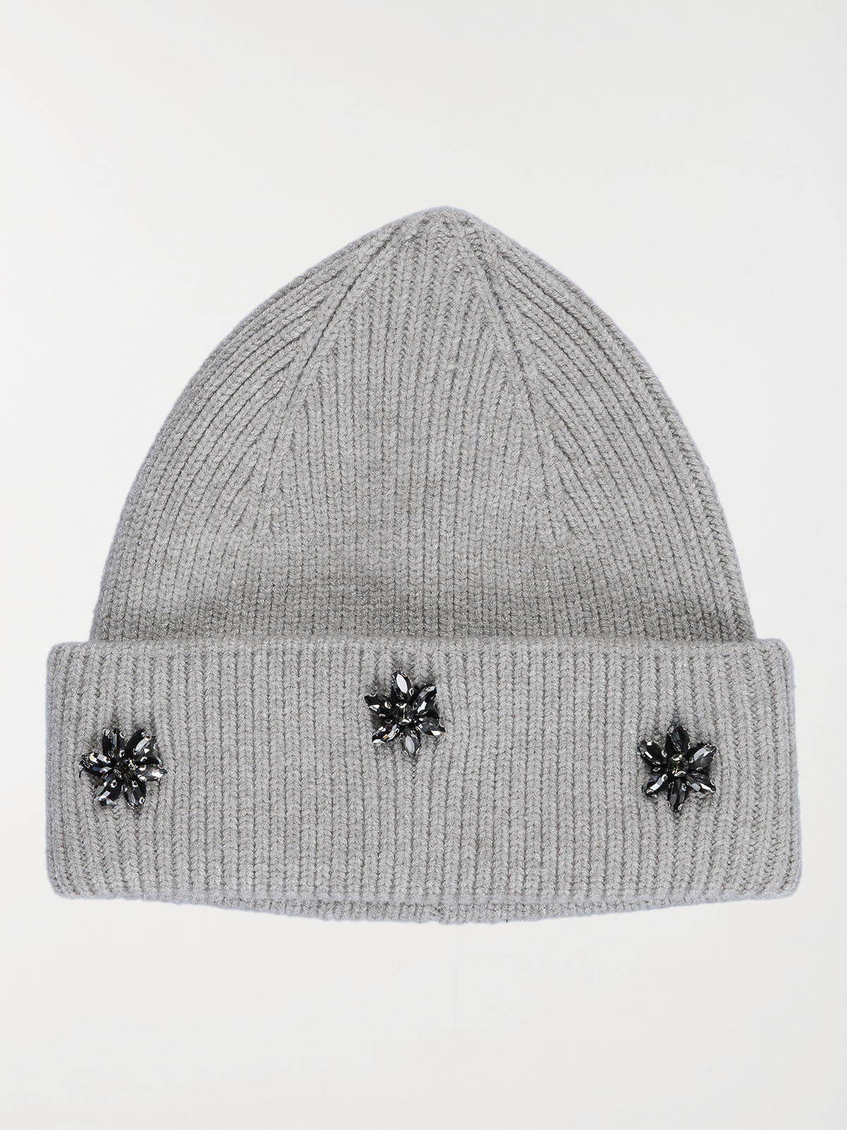 Bonnet gris clair chiné strass femme