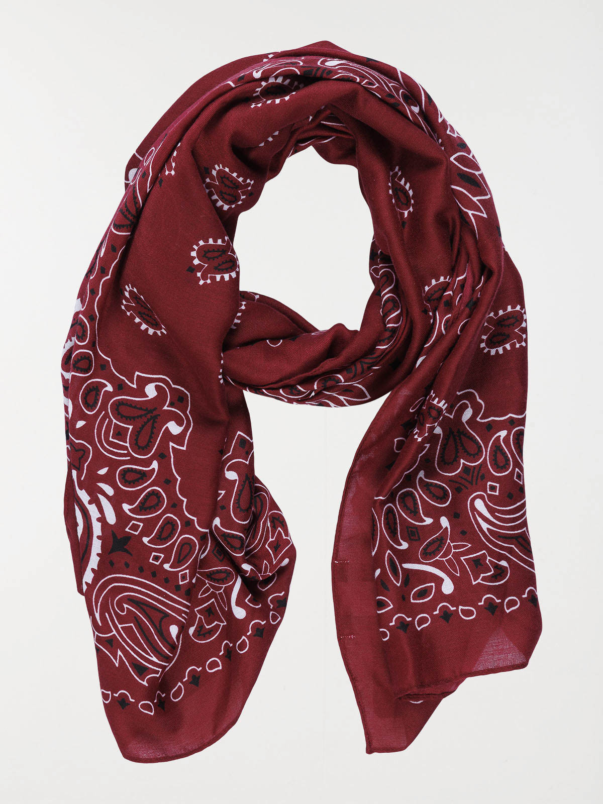 Foulard motif bandana lie de vin femme