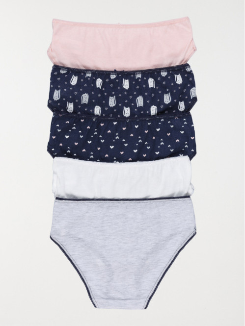 Lot de 5 slips chats fille