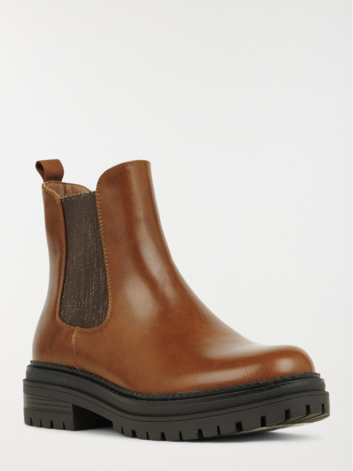 Bottines plates femme camel...