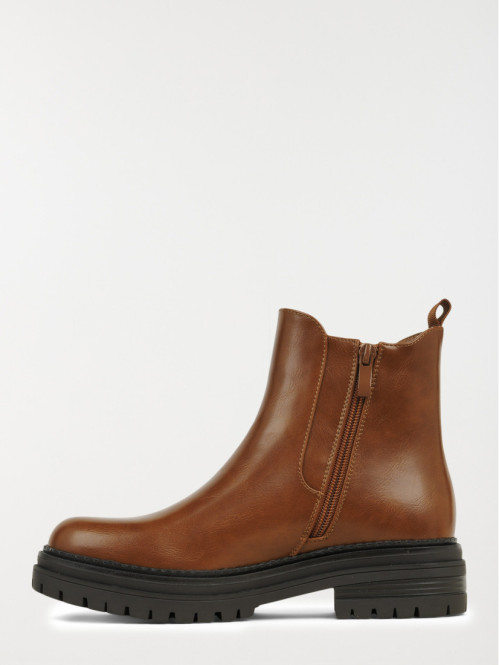 Bottines plates femme camel...