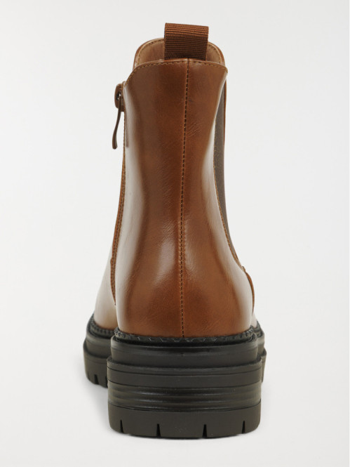 Bottines plates femme camel...