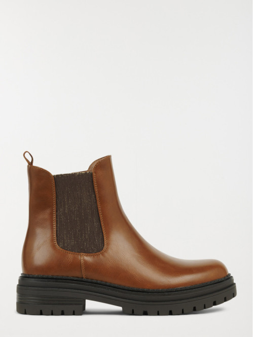 Bottines plates femme camel (36-41)