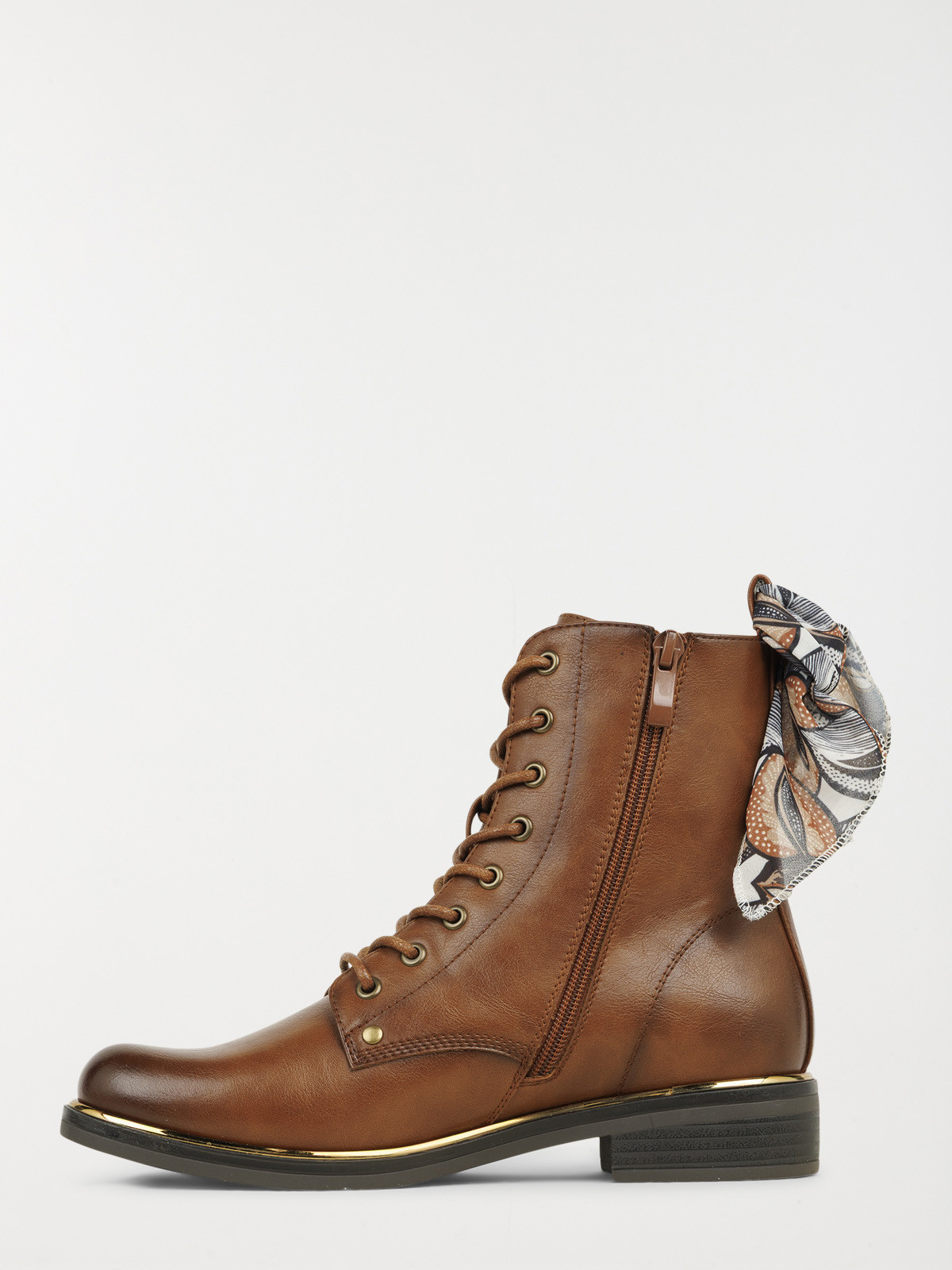 Bottes De Cheville Plates Femme Bviennic - Bout Rond, Lacets, Talon 1 Cm - Taille 35 à 46