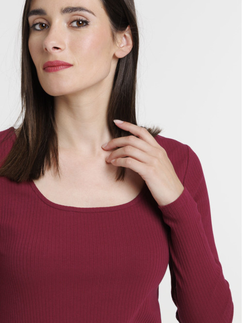 Robe longue côtelée lie de...