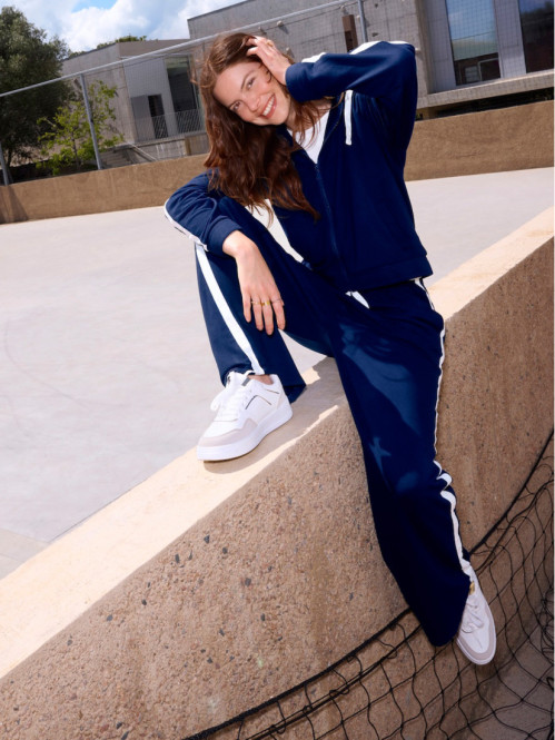 Pantalon large marine navy femme