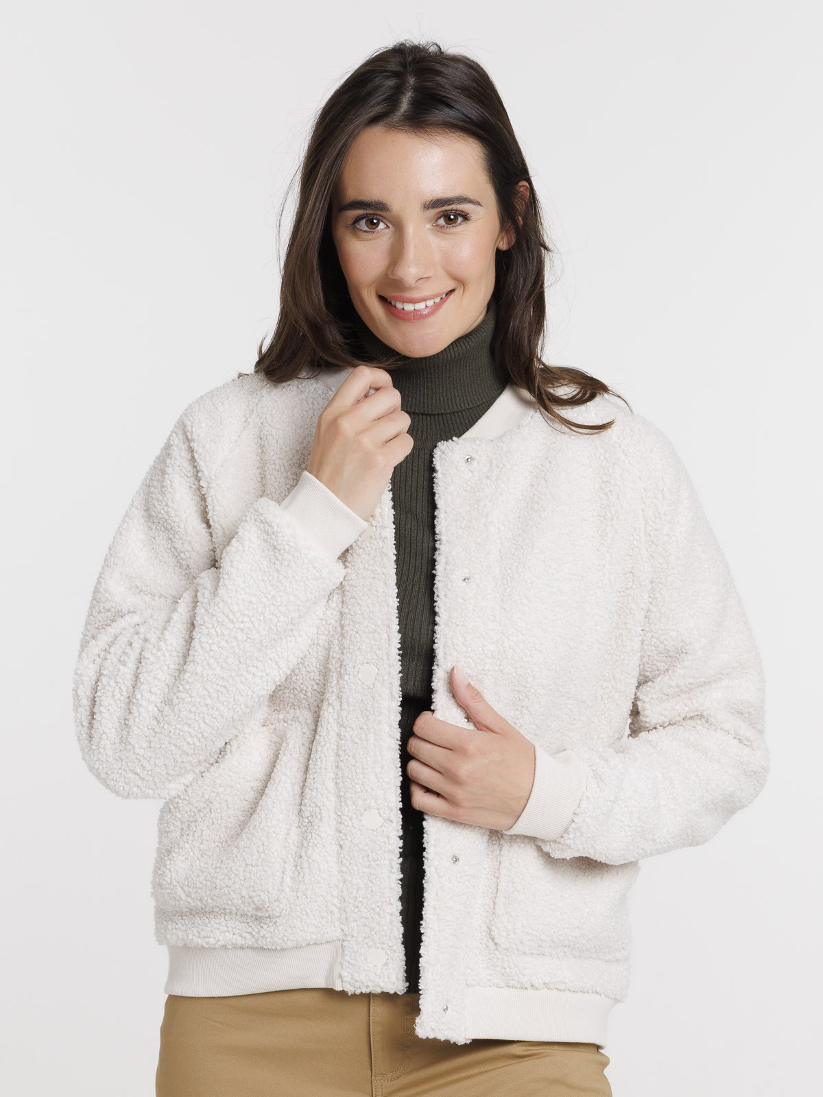 Veste teddy maille bouclette femme